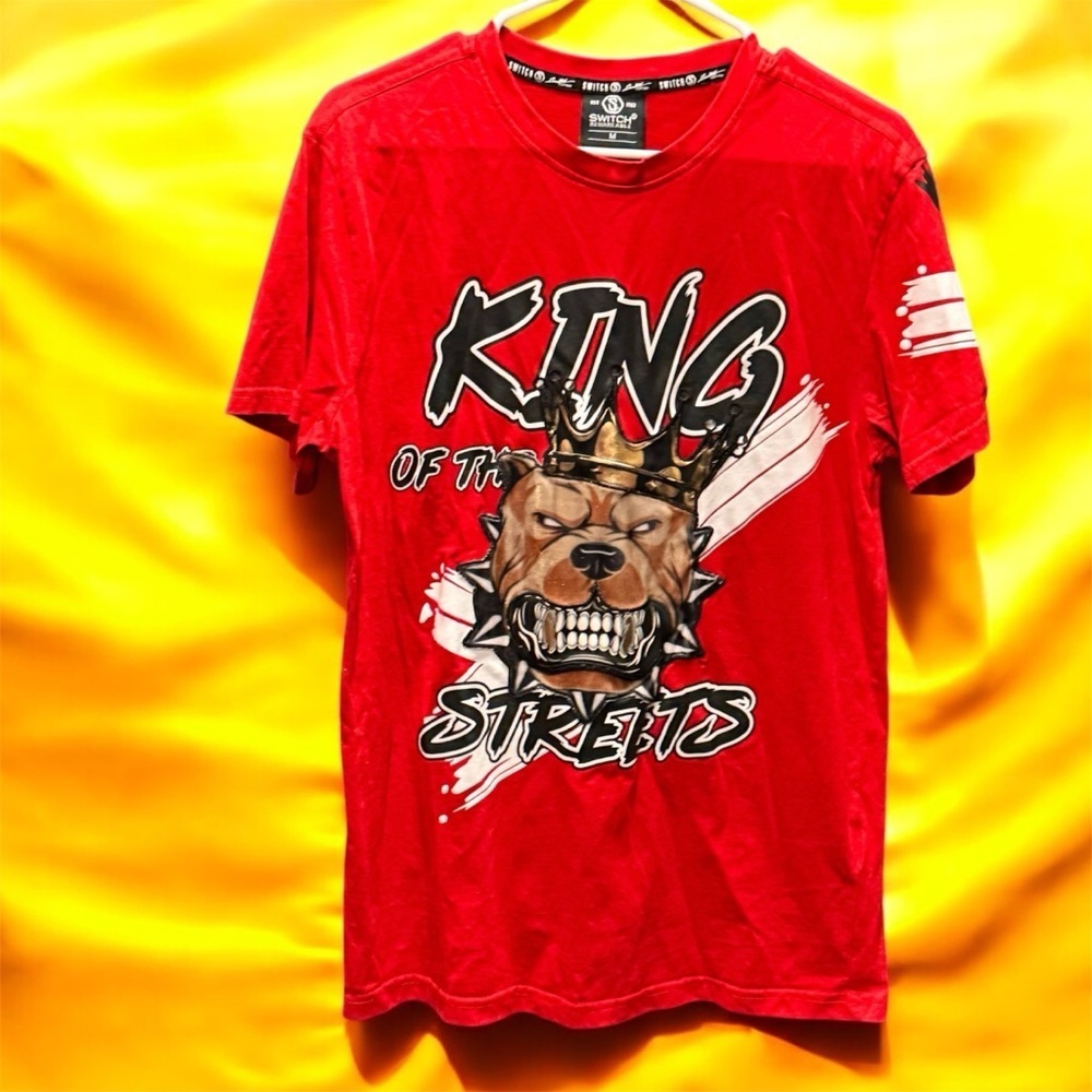 SWITCH King of the Streets Red Graphic Pitbull T-Shirt - M